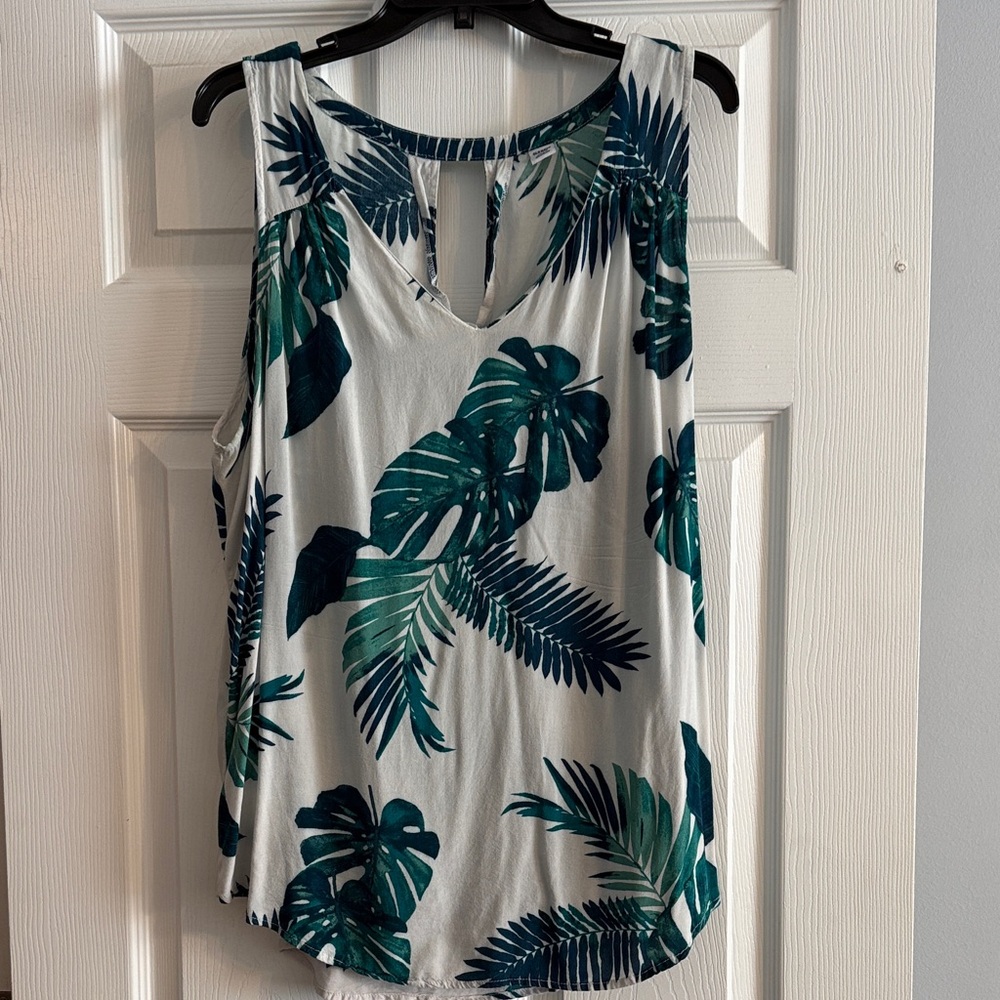 Old Navy Tropical Print Tank Top - Green and White